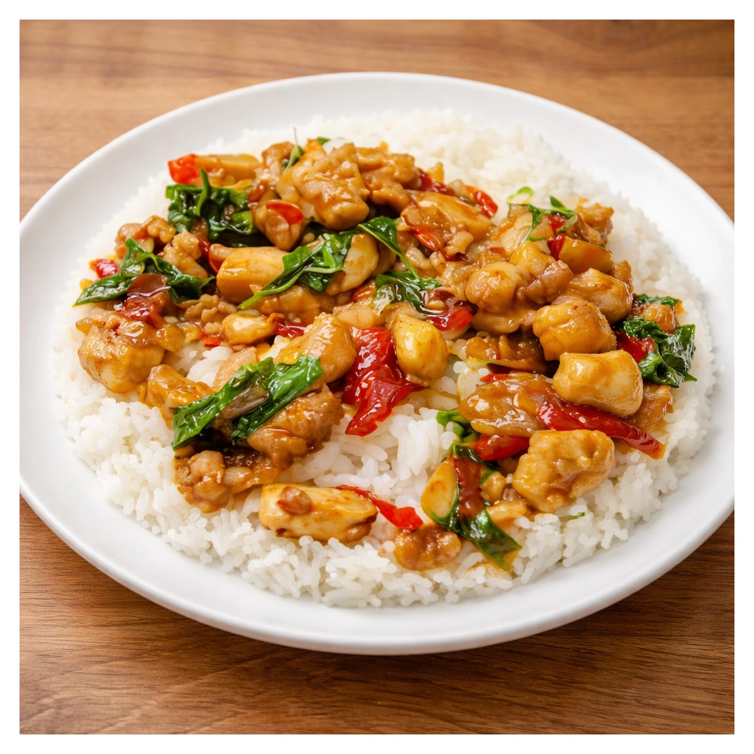 Basil Chicken at Som Tam Tid Zaeb in Pattaya