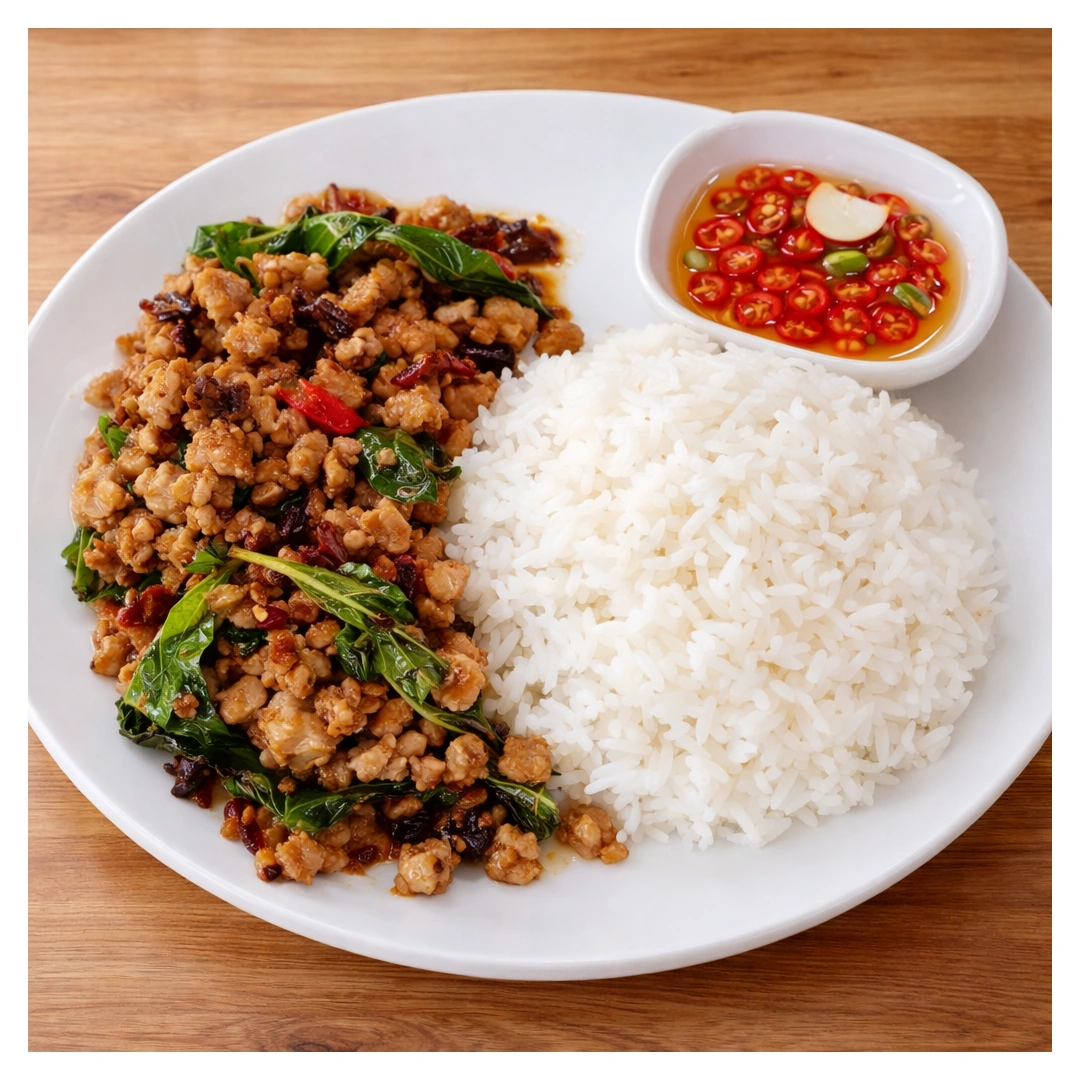 Basil Minced Pork at Som Tam Tid Zaeb in Pattaya