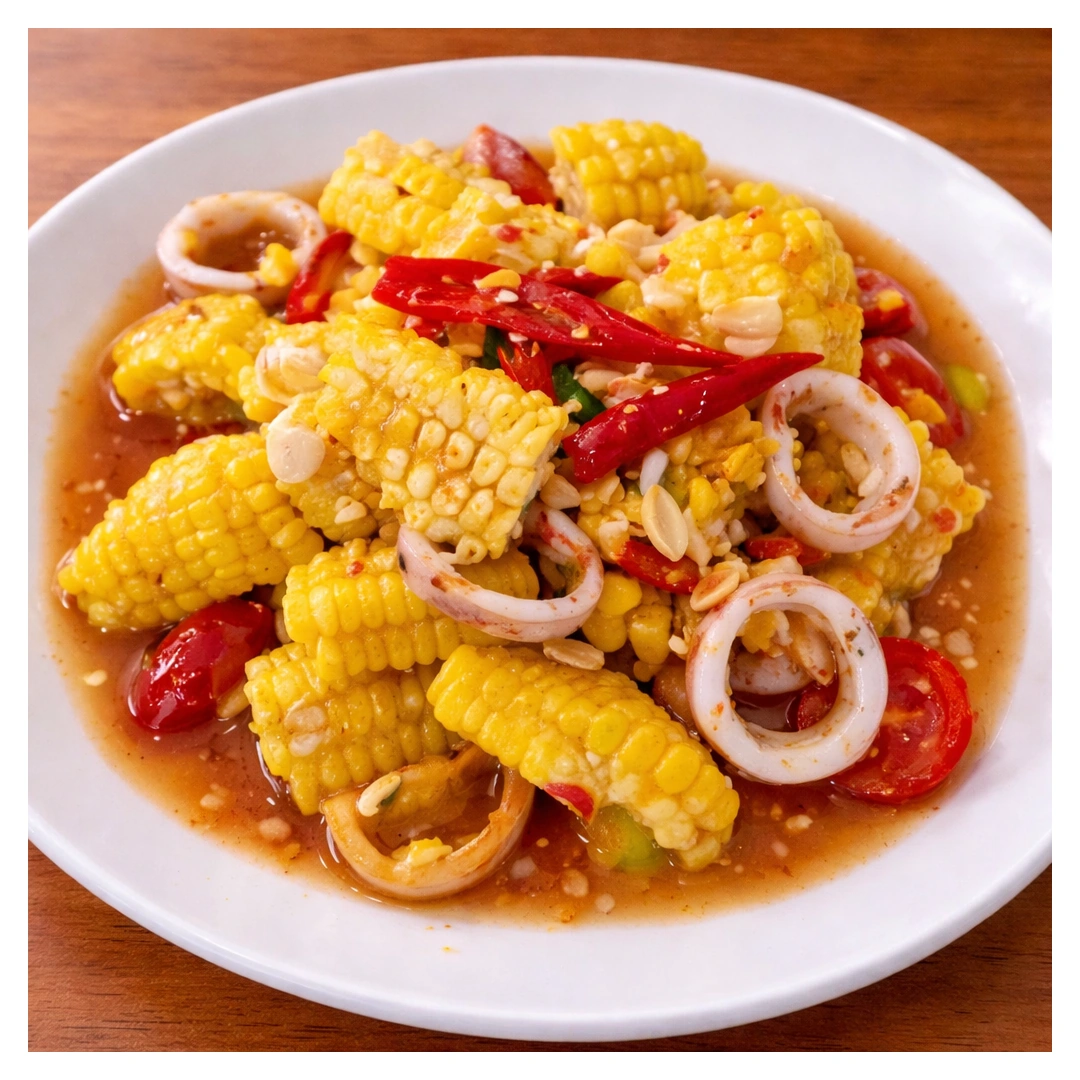 Corn Seafood Somtam (no pla-ra) at Som Tam Tid Zaeb in Pattaya
