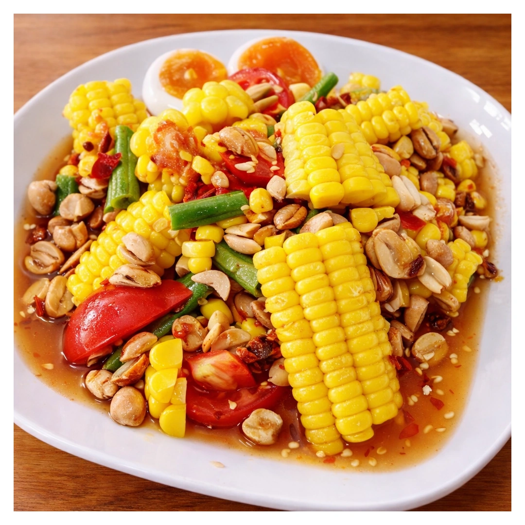 Corn Somtam + Salted Egg (no pla-ra) at Som Tam Tid Zaeb in Pattaya