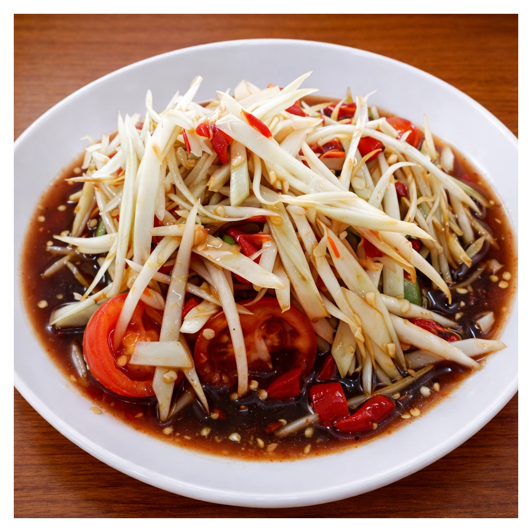 Crab + Pla-ra (shredded papaya) at Som Tam Tid Zaeb in Pattaya