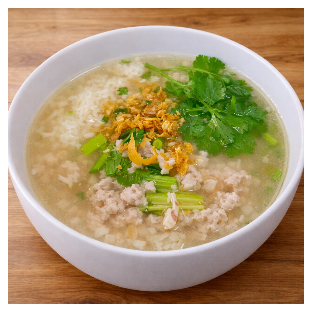 Pork Rice Porridge at Som Tam Tid Zaeb in Pattaya