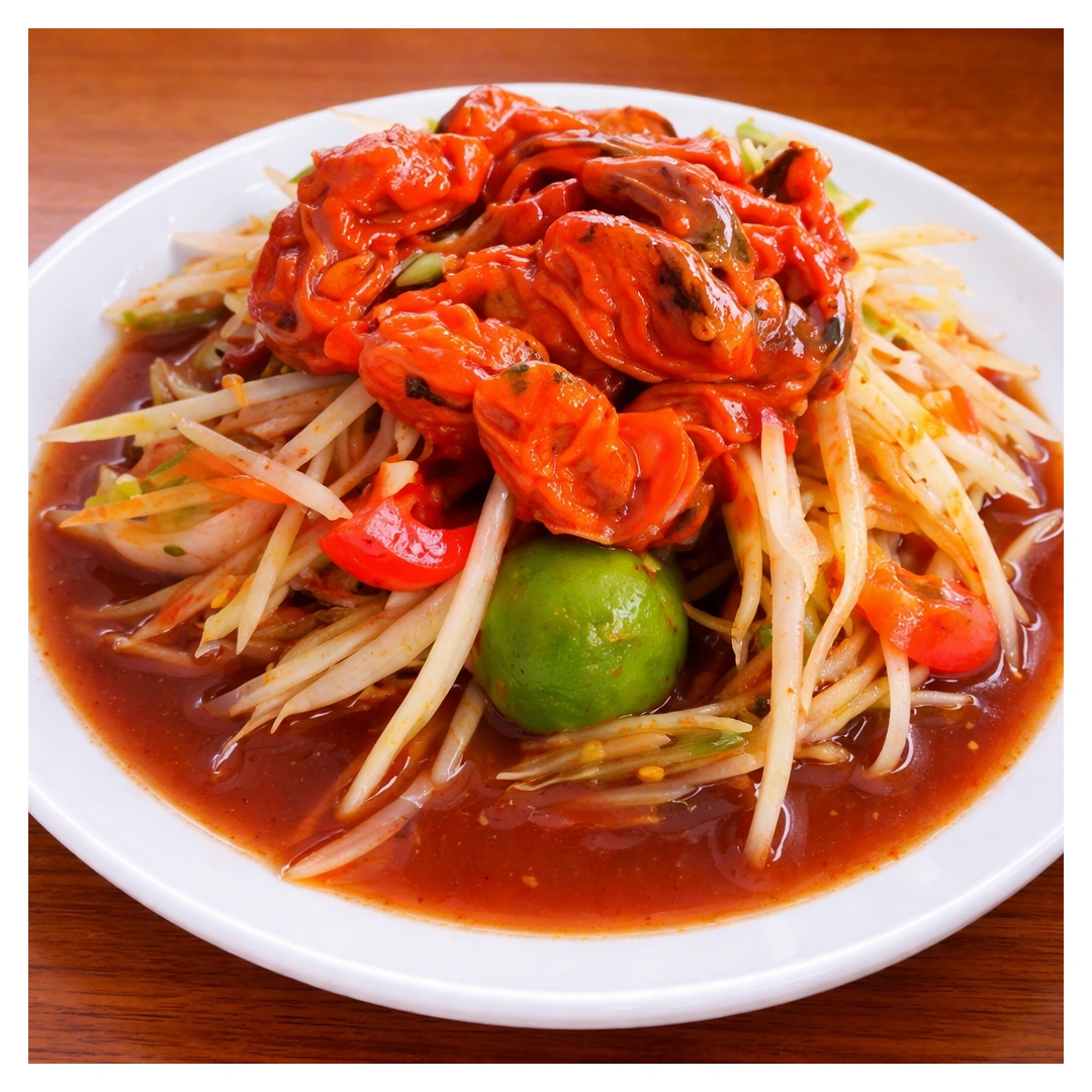 Somtam with Pickled Clams at Som Tam Tid Zaeb in Pattaya
